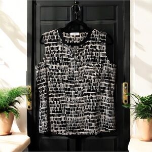 Calvin Klein Vintage Black & Tan Print Sleeveless Top